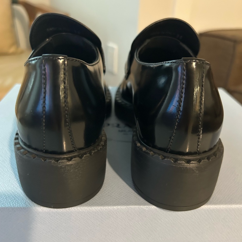 Prada Chocolate Brushed Leather Loafers - Size 6 - Picture 2 of 5